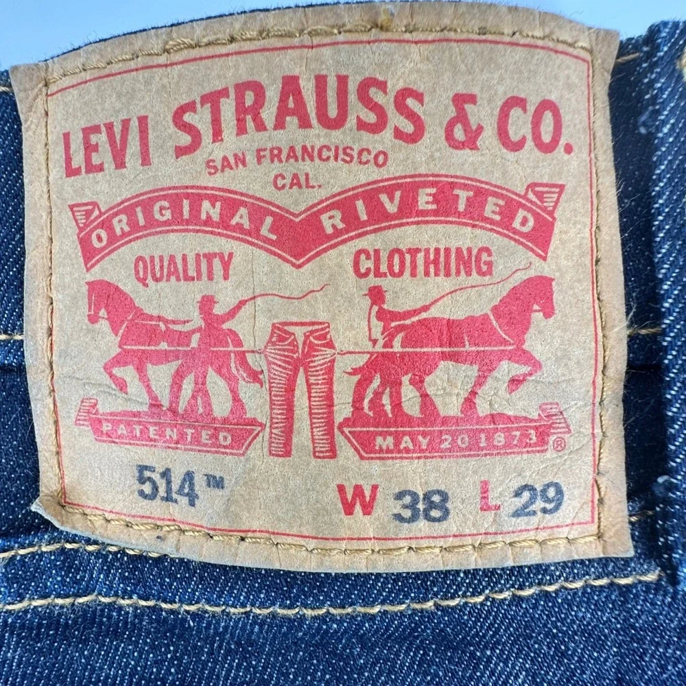 Levis‎ 514 Straight Fit Mens Dark Wash Blue Denim Jeans W38 L29 Zip Fly